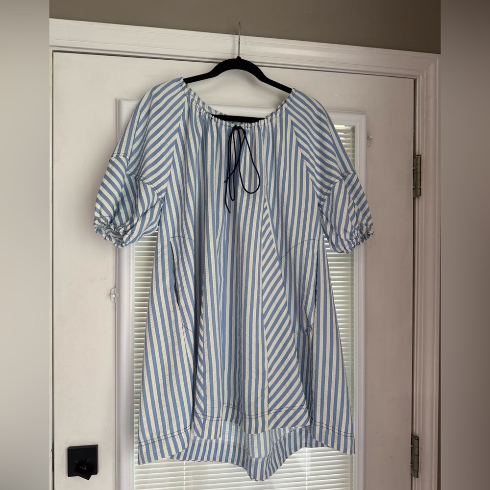 Blue and White Striped Dress